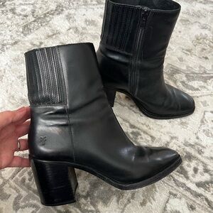 Frye Black Leather Heeled Boots